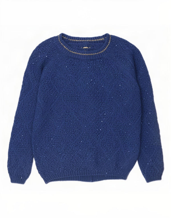 Pulover vintage pentru femei cu gât de barcă UK 16 Large Blue