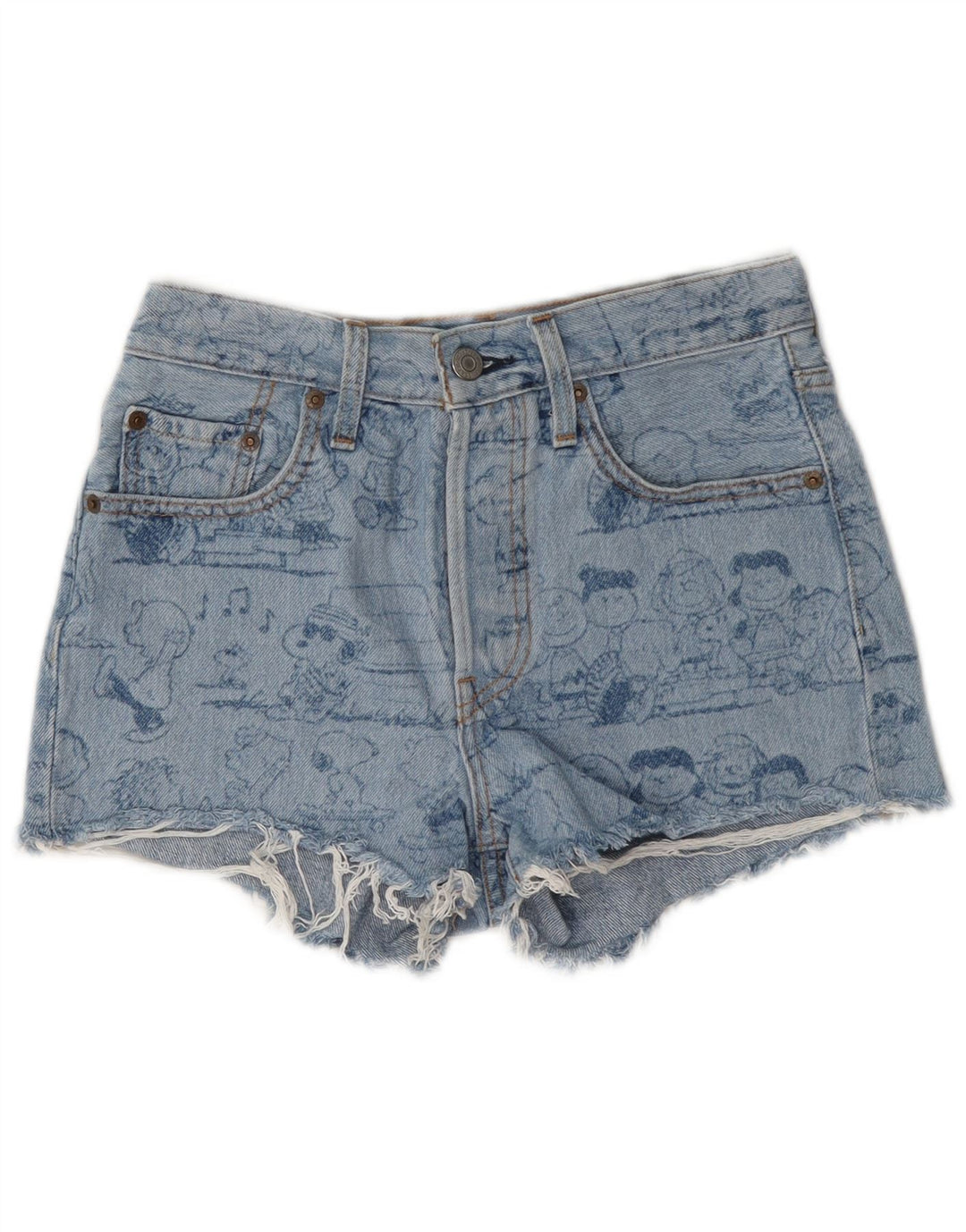 Pantaloni scurți Levi's Peanuts Graphic Denim W24 XS Bumbac albastru