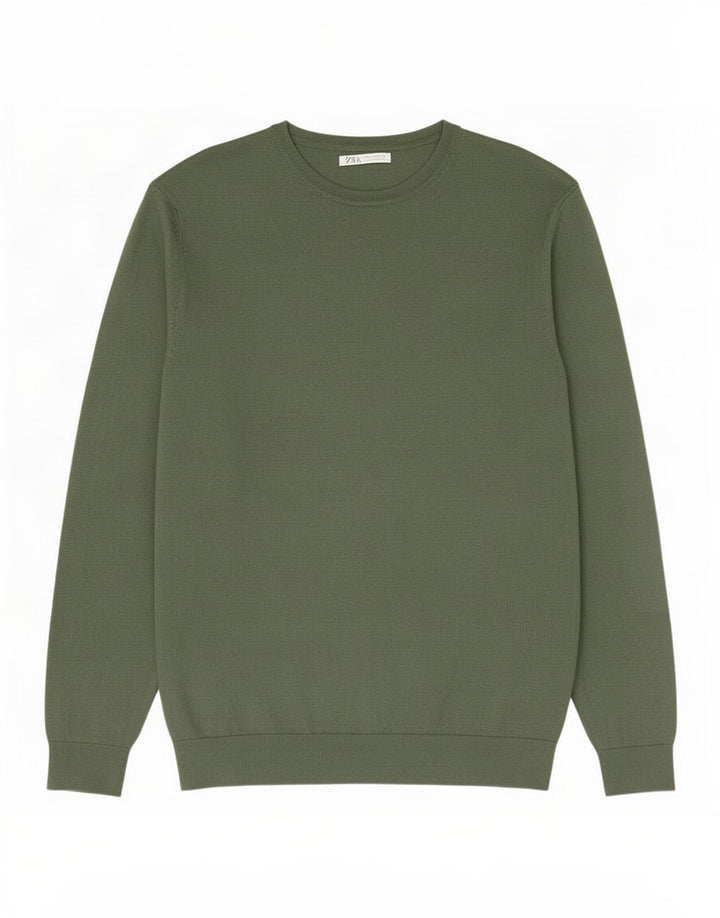 Pulover pentru bărbați Zara, cu gât de barcă, din viscoză verde medie