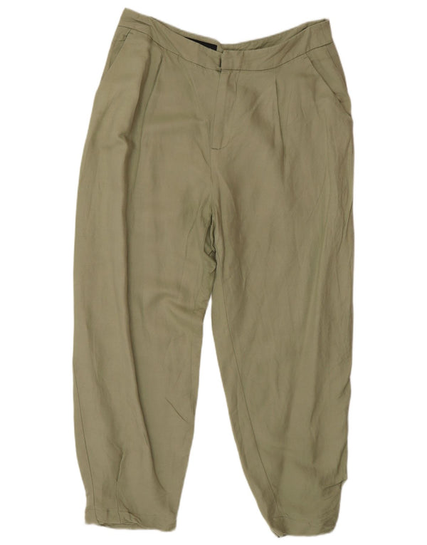 Pantaloni tăiați cu talie înaltă pentru femei Zara Medium L28 L25 Verde