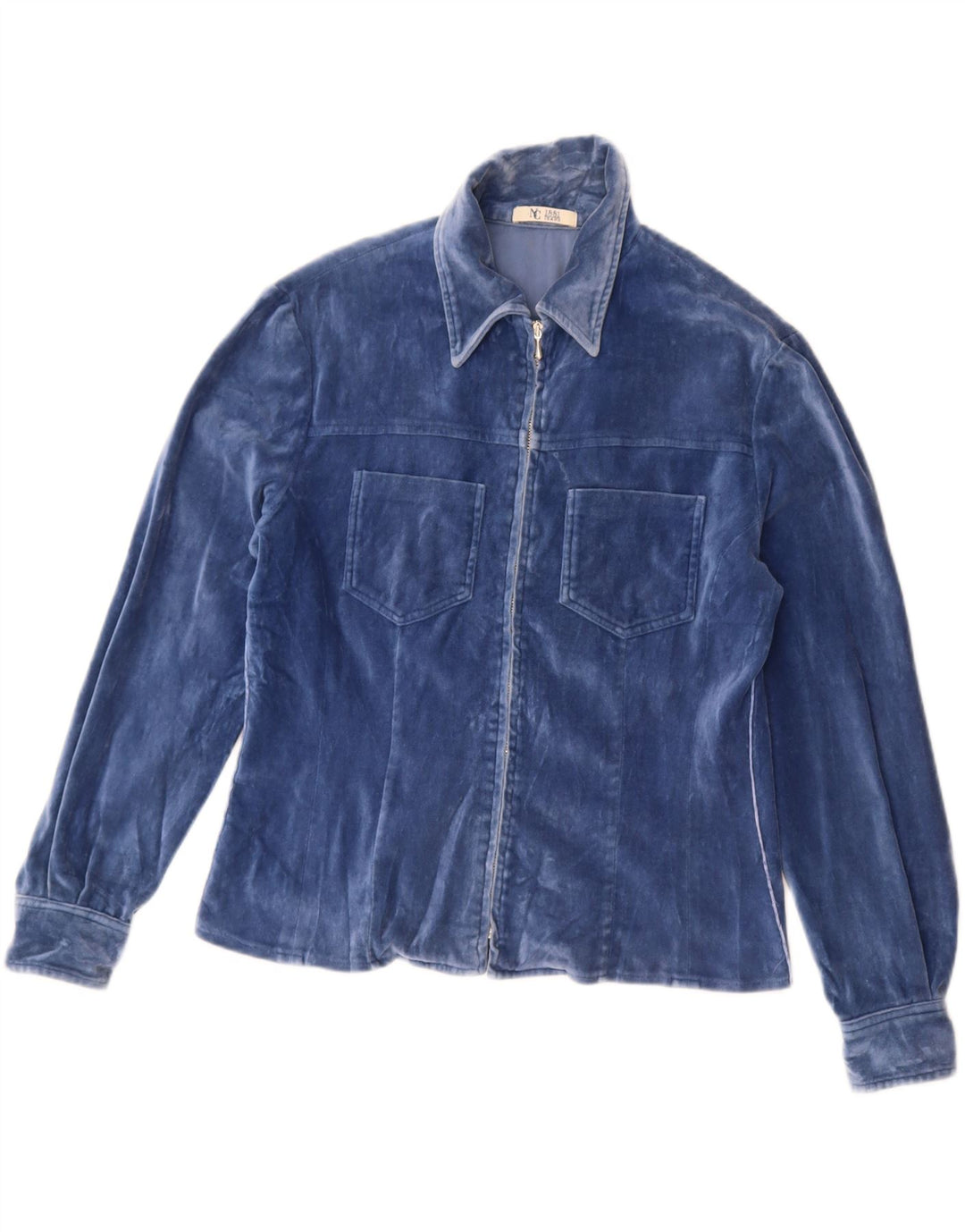 Cămașă de catifea pentru femei VINTAGE UK 14 Medium Blue