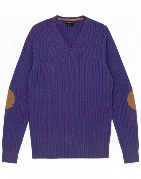 Pulover cu decolteu în V Massimo Dutti pentru femei UK 12 Medium Bleumarin