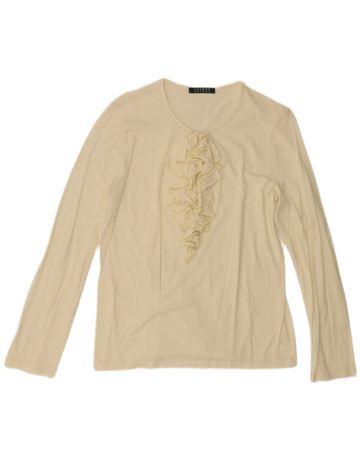 Ralph Lauren pentru femei cu volan în față cu mânecă lungă UK 12 galben mediu