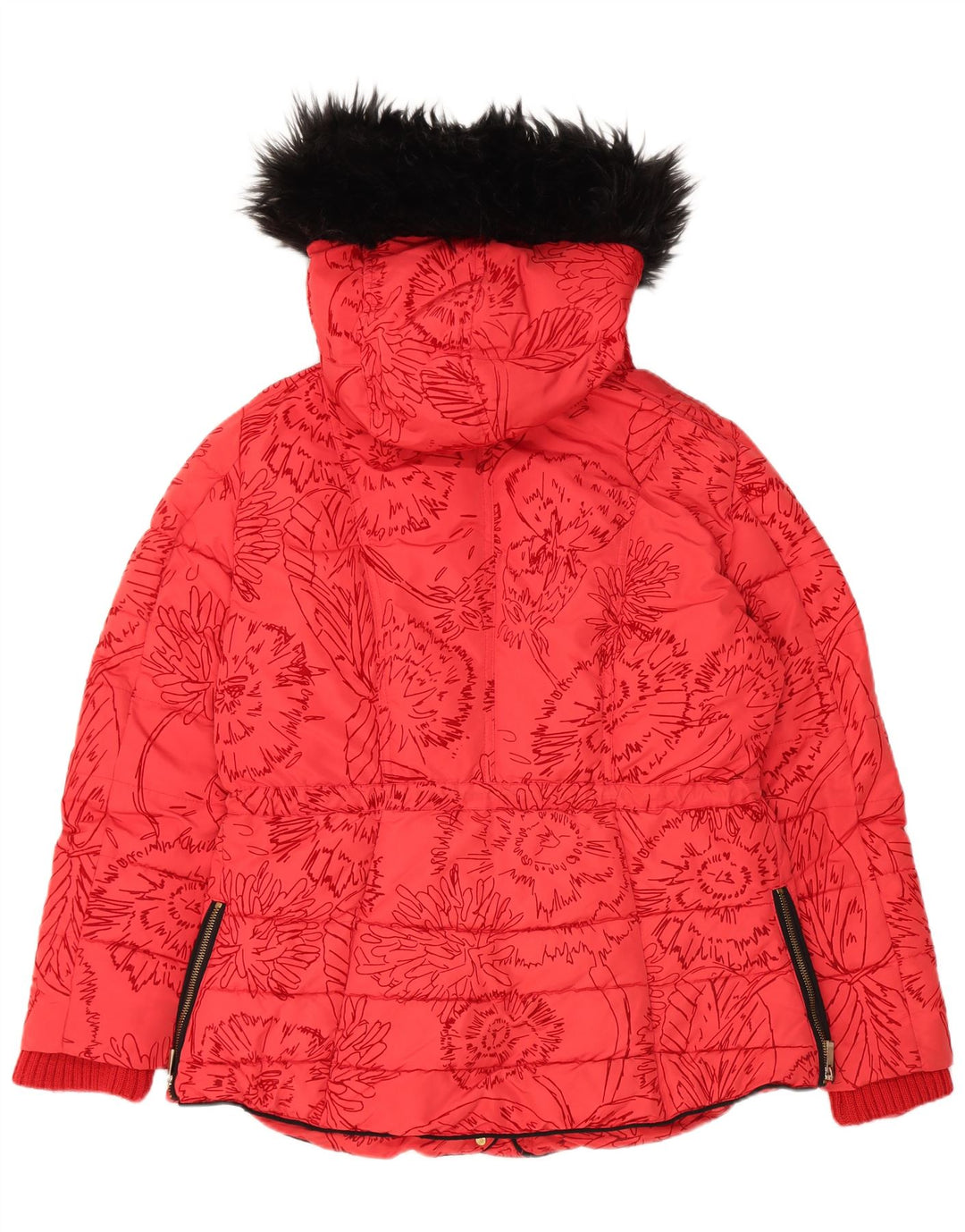 Jachetă căptușită cu glugă pentru femei Desigual EU 44 XL Poliester floral roșu
