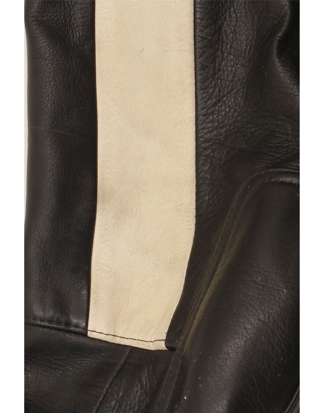 Pantaloni motociclisti din piele vintage pentru bărbați W34 L30 negru colorblock