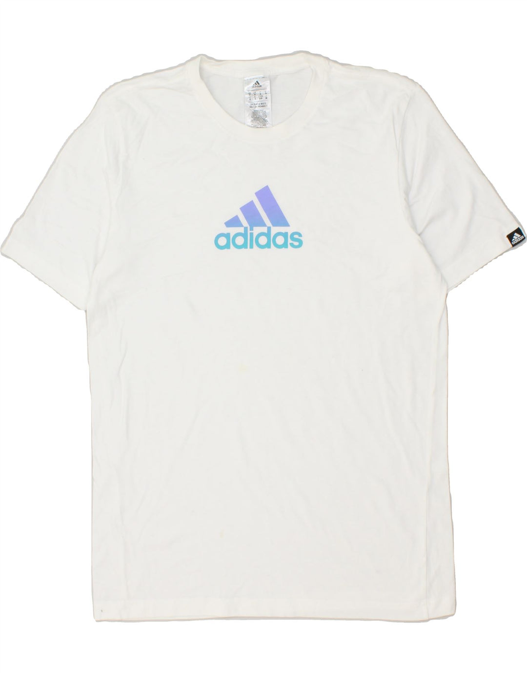 ADIDAS Mens Graphic T-Shirt Top Small White Cotton Vintage Adidas and Second-Hand Adidas from Messina Hembry 
