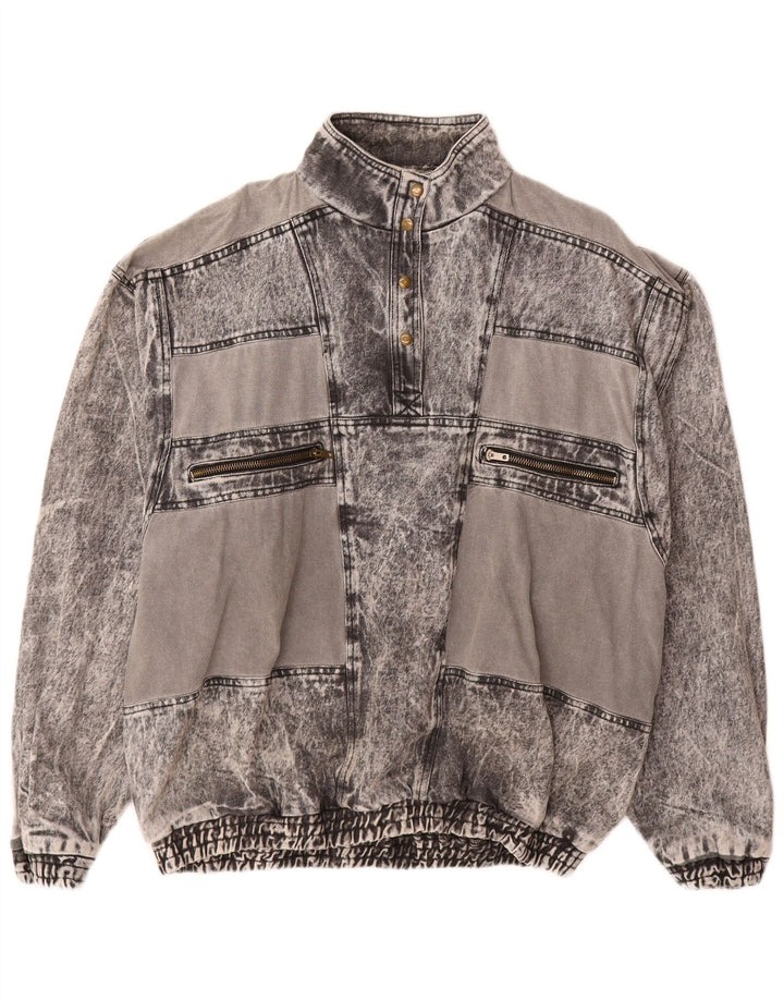 Jachetă de blugi pulover pentru femei VINTAGE UK 20 2XL bumbac gri