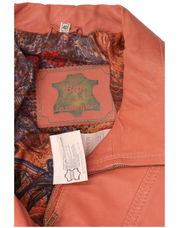 Jachetă de piele vintage pentru femei supradimensionată EU 40 piele medie roz