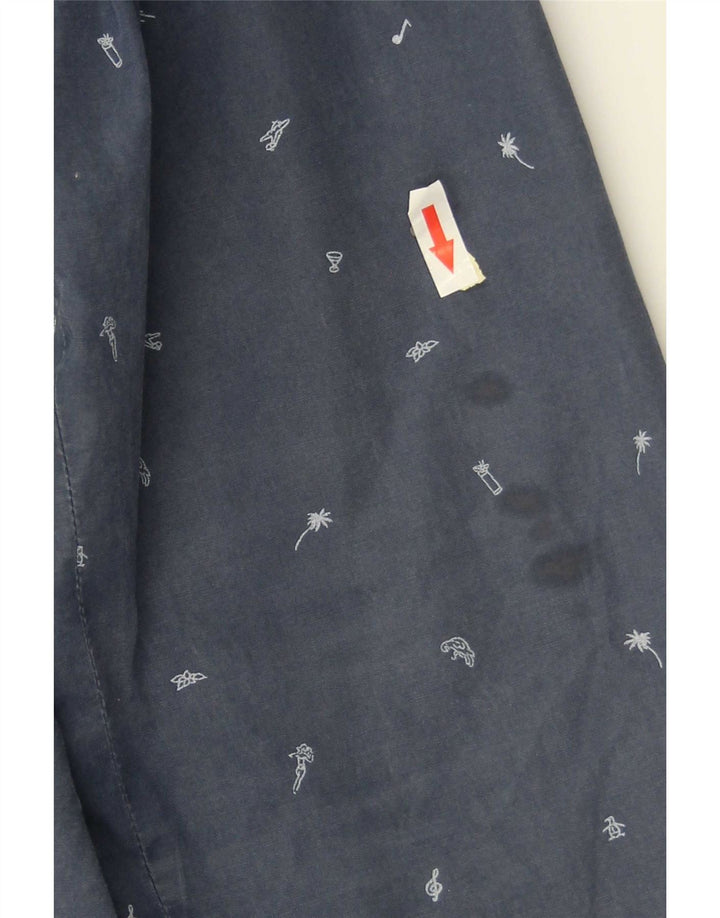 Jachetă bomber cu glugă pentru bărbați Penguin, cu model abstract, UK 40, mare, albastru, bumbac