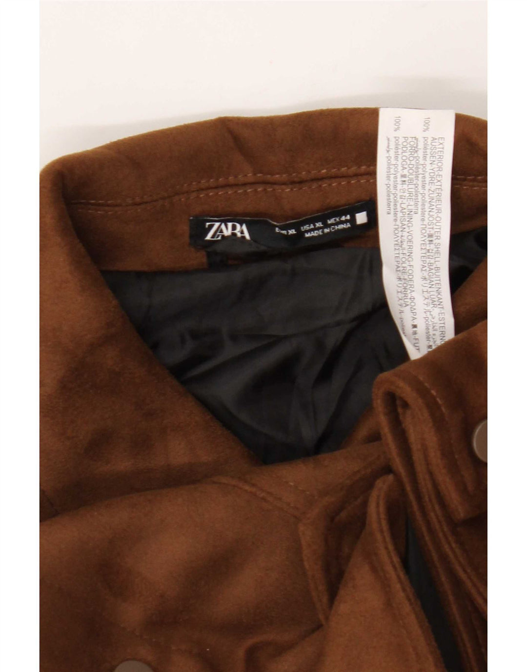 Jachetă bomber din piele intoarsa pentru barbati Zara UK 42 XL poliester bej