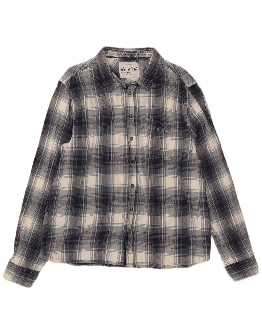 Cămașă de flanel pentru bărbați Weird Fish, bumbac cu carouri bleumarin 2XL