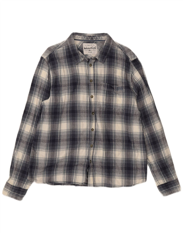 Cămașă de flanel pentru bărbați Weird Fish, bumbac cu carouri bleumarin 2XL