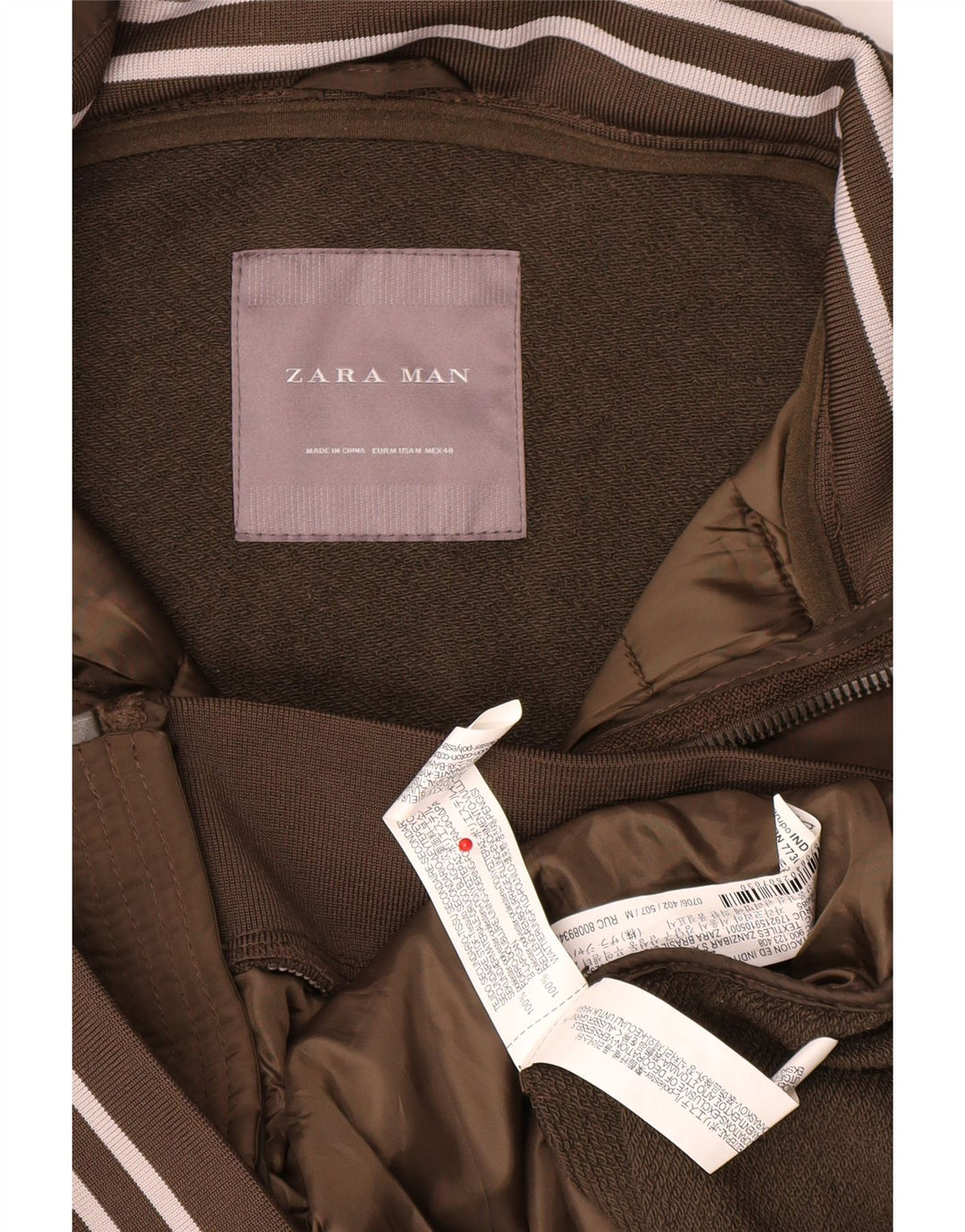 Jachetă de top pentru trening pentru bărbați Zara Mediu Kaki Poliester bloc de culoare