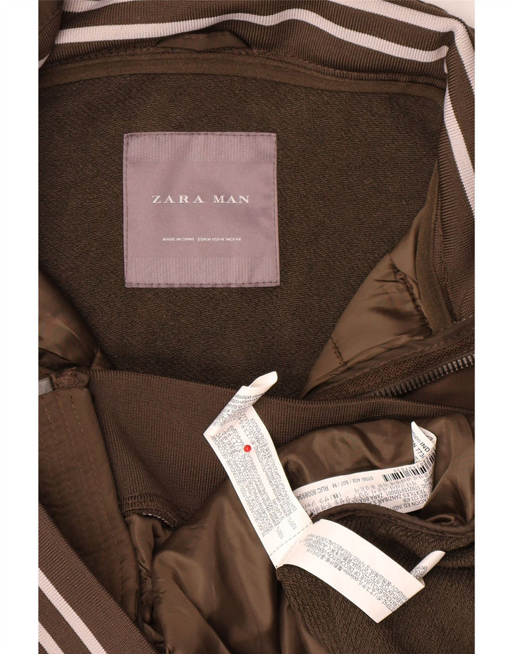 Jachetă de top pentru trening pentru bărbați Zara Mediu Kaki Poliester bloc de culoare