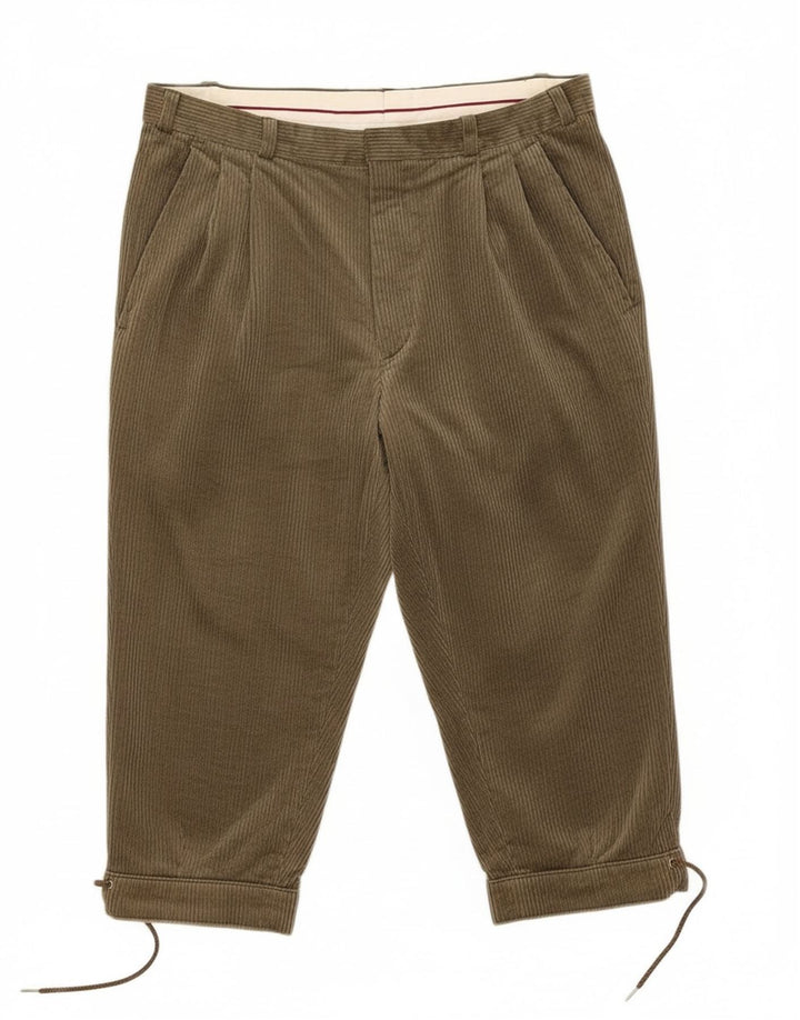 RODEO Mens Pegged Capri Corduroy Trousers IT 48 Medium W32 L19 Khaki