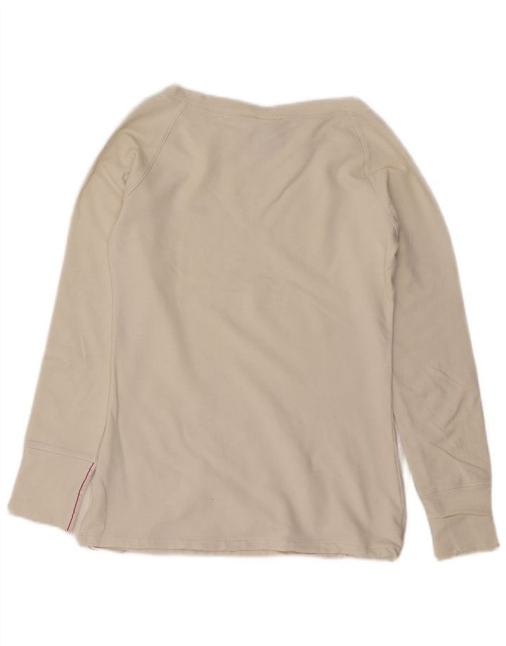 Top pentru femei Nike cu mânecă lungă Marea Britanie 10/12, bumbac alb mediu