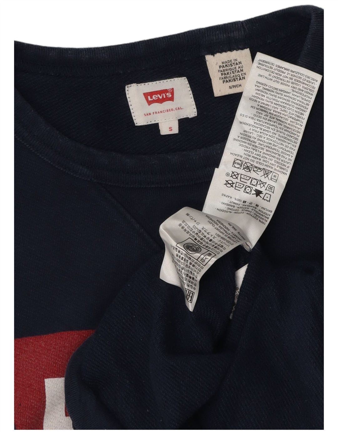 Hanorac grafic pentru bărbați LEVI'S Pulover mic din bumbac bleumarin