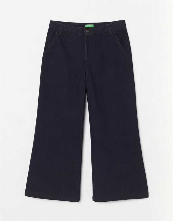 Blugi Benetton pentru femei Sophia cu picioare largi UK 14 mare W32 L29 bleumarin bumbac