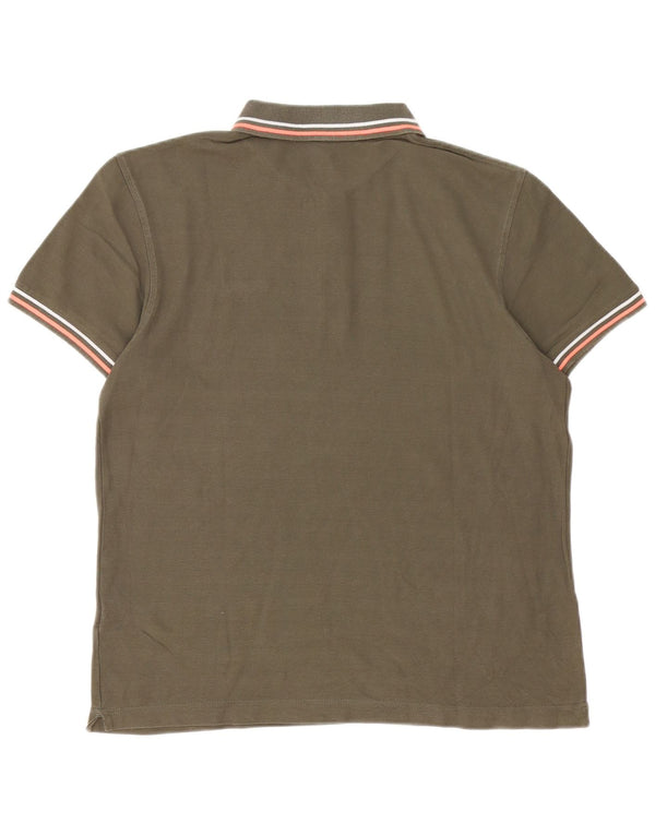 Tricou polo pentru bărbați Lotto Life's, bumbac cu dungi mari kaki