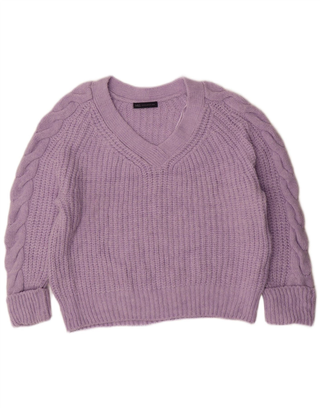 Marks & Spencer Pulover supradimensionat pentru femei cu decolteu în V UK 14 Violet mediu