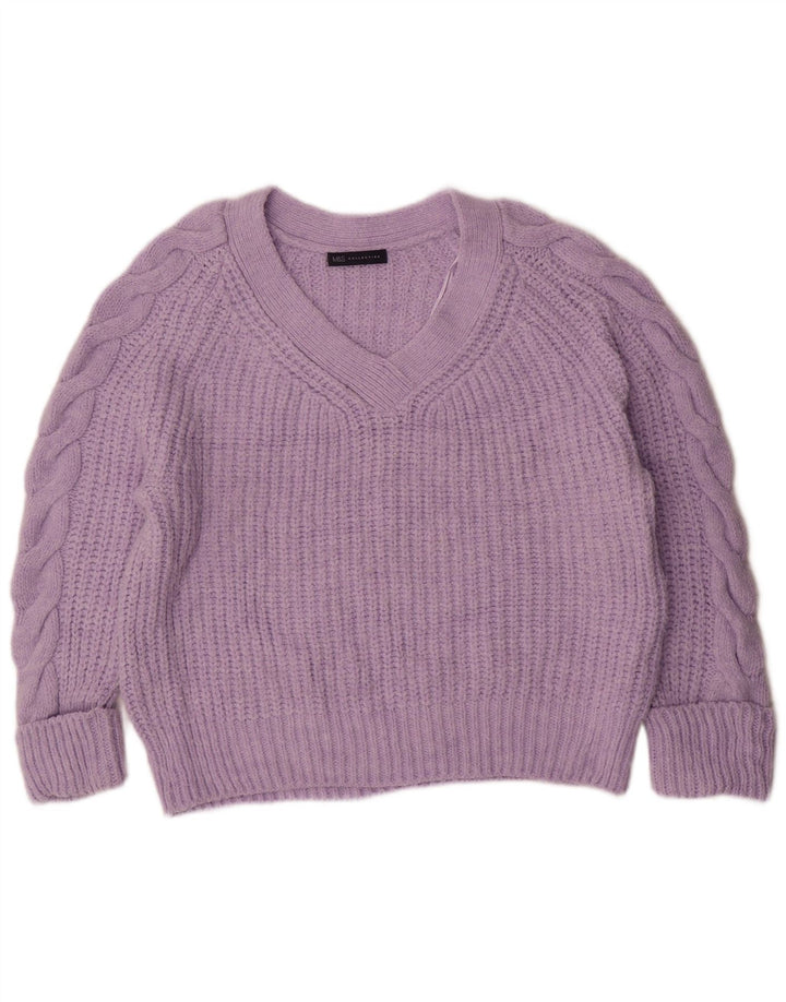 Marks & Spencer Pulover supradimensionat pentru femei cu decolteu în V UK 14 Violet mediu