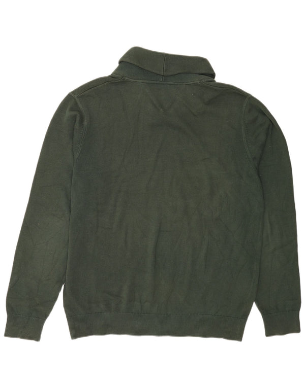 Pulover pentru bărbați Tommy Hilfiger cu gât șal, bumbac verde 2XL
