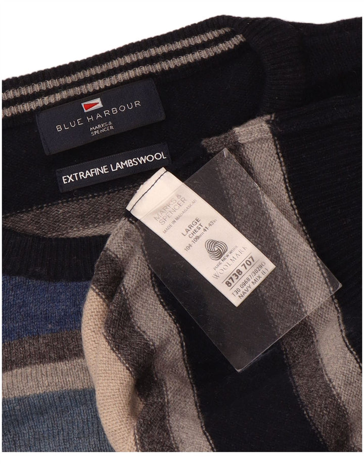 MARKS & SPENCER Pulover pentru bărbați, Blue Harbour, cu decolteu, mare, albastru