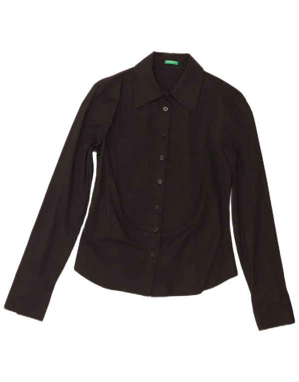 Cămașă Tuxedo pentru femei Benetton UK 10 Bumbac negru mic
