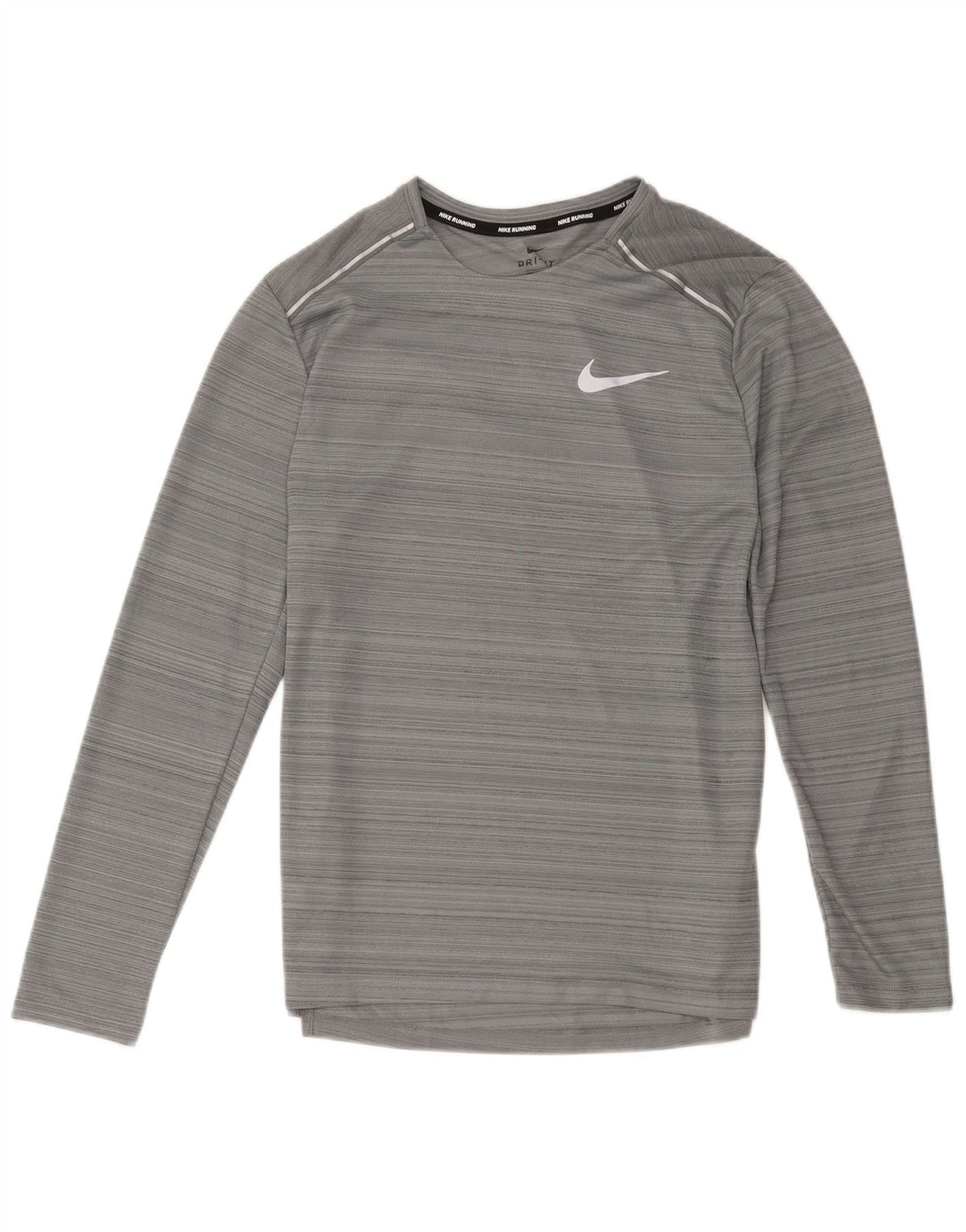 Top cu mânecă lungă Nike Dri Fit pentru femei UK 12 Medium Gri Poliester cu dungi