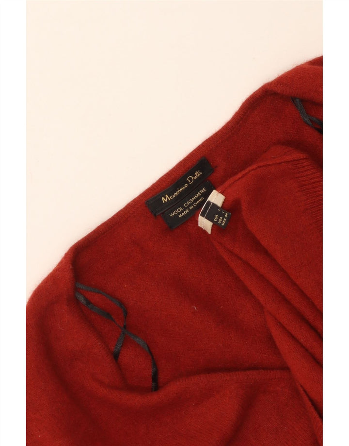 MASSIMO DUTTI Pulover cu decolteu în V pentru femei UK 14 Lână roșie mare