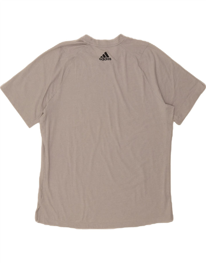 ADIDAS Mens Aeroready Graphic T-Shirt Top XL Grey Polyester Vintage Adidas and Second-Hand Adidas from Messina Hembry 