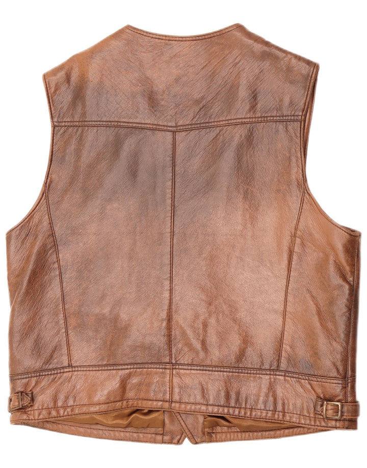 Vestă din piele vintage pentru bărbați XL maro