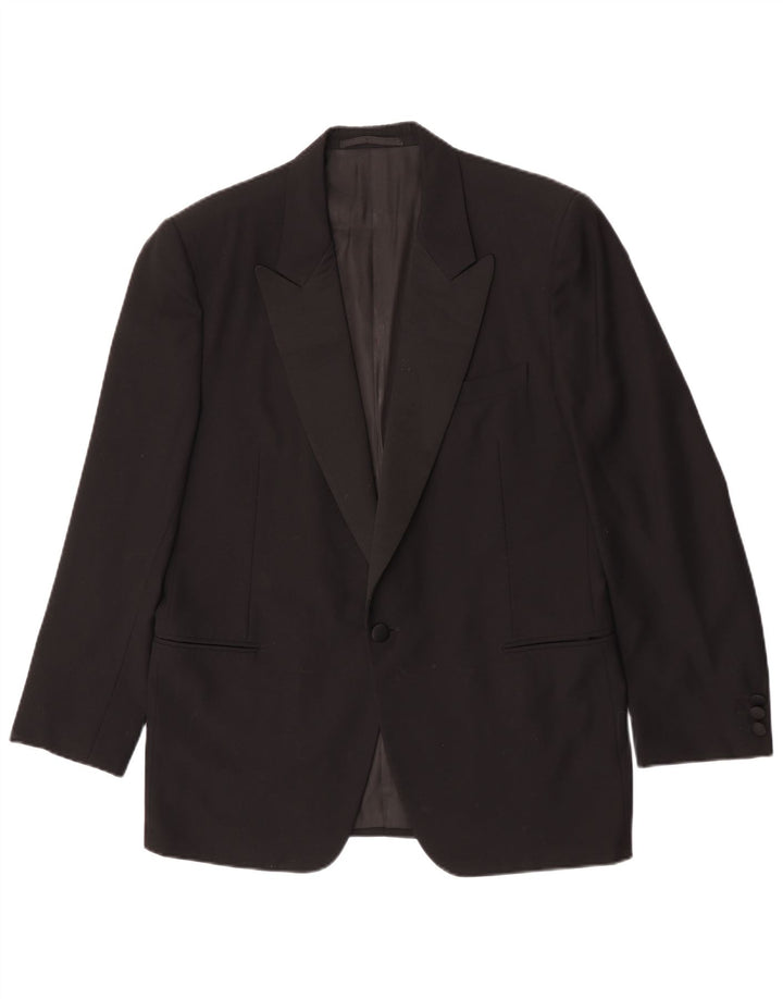 Blazer Vintage pentru bărbați cu 1 nasture IT 50 Lână neagră mare