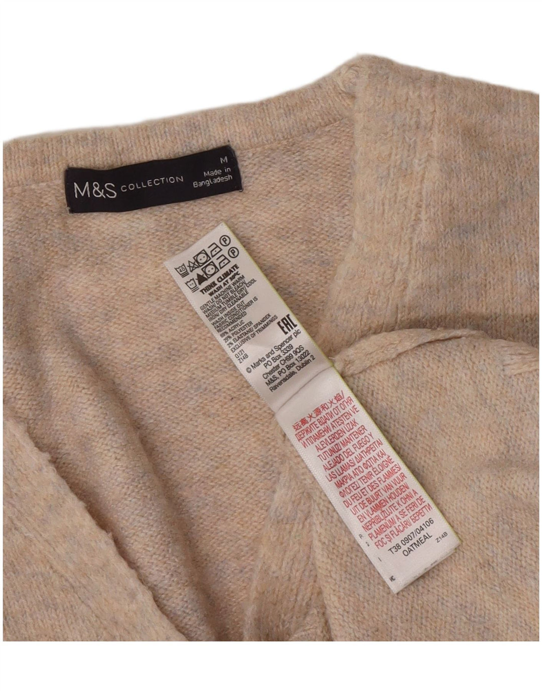 Pulover cu decolteu în V pentru femei Marks & Spencer UK 14 Medium Gri Pete