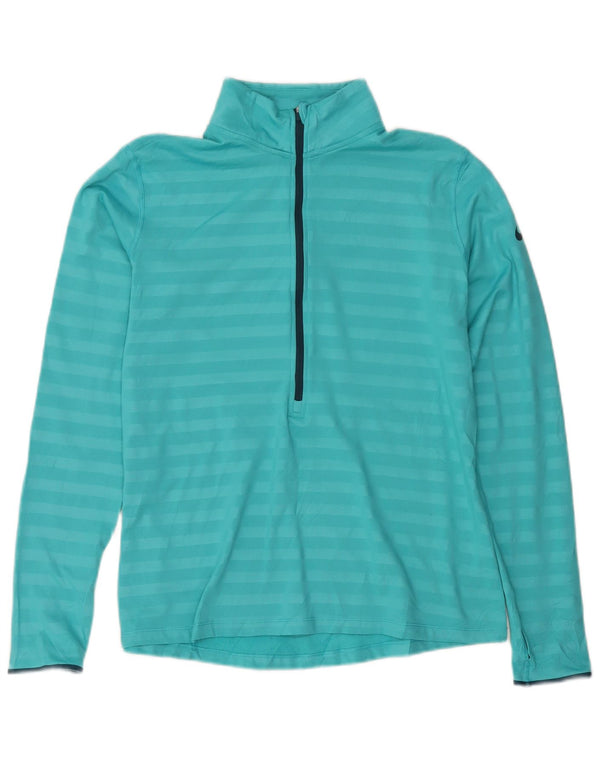 Top de trening Nike Dri Fit, cu fermoar și gât, pentru femei, UK 18 XL, cu dungi albastre