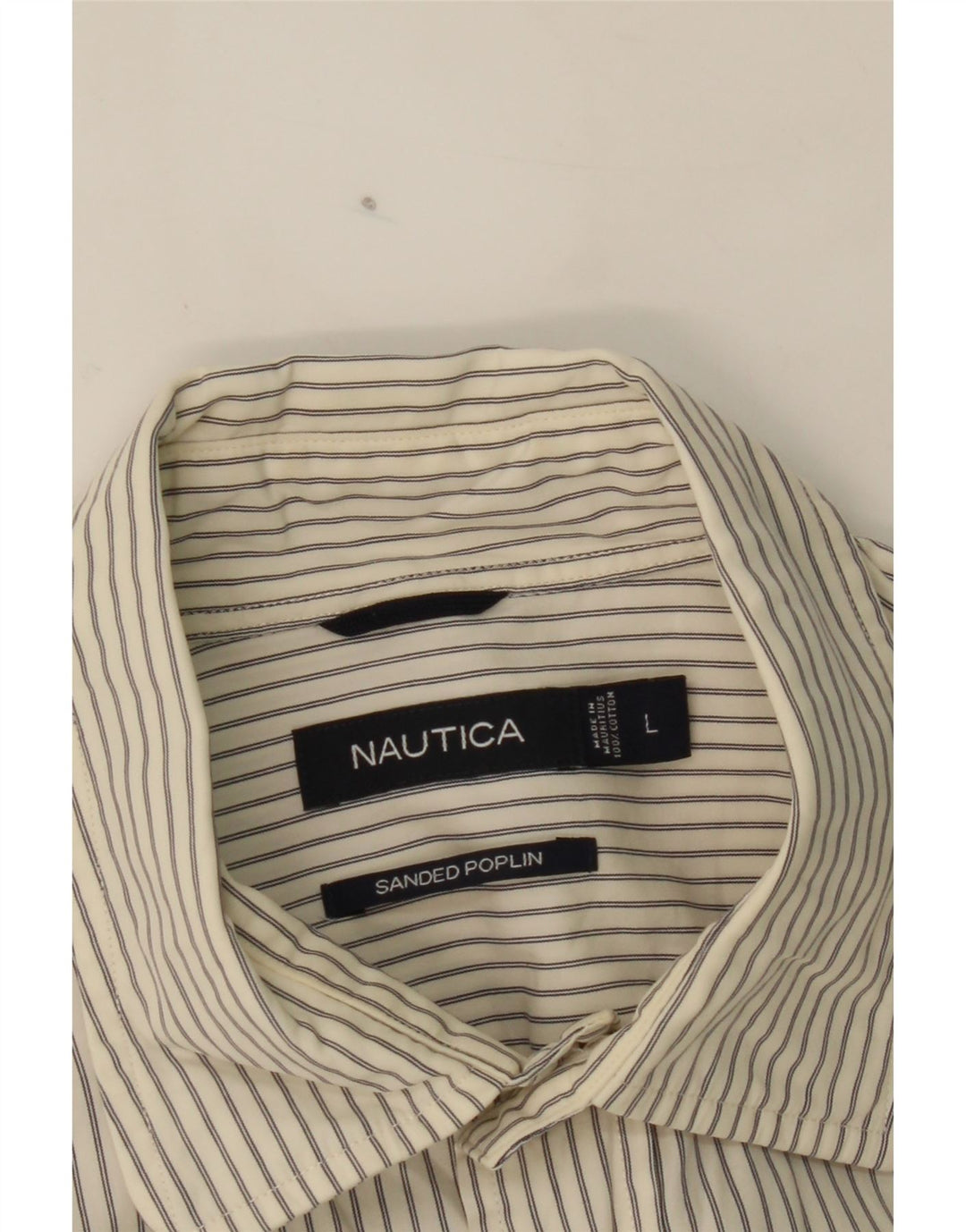 NAUTICA Mens Shirt Large Beige Striped Cotton Vintage Nautica and Second-Hand Nautica from Messina Hembry 
