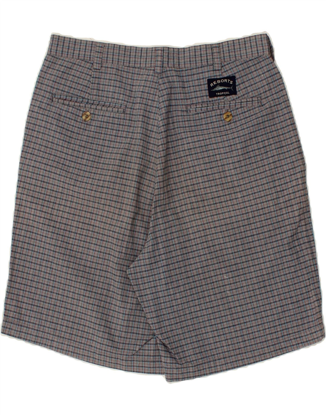 Pantaloni scurti chino VINTAGE pentru bărbați W32, bumbac cu carouri, gri mediu