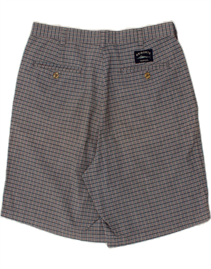 Pantaloni scurti chino VINTAGE pentru bărbați W32, bumbac cu carouri, gri mediu