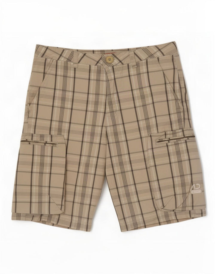 Pantaloni scurți cargo Nike pentru bărbați, medii W30, bumbac carouri bej