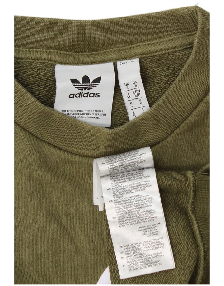 Hanorac grafic pentru bărbați Adidas Jumper mic din bumbac kaki