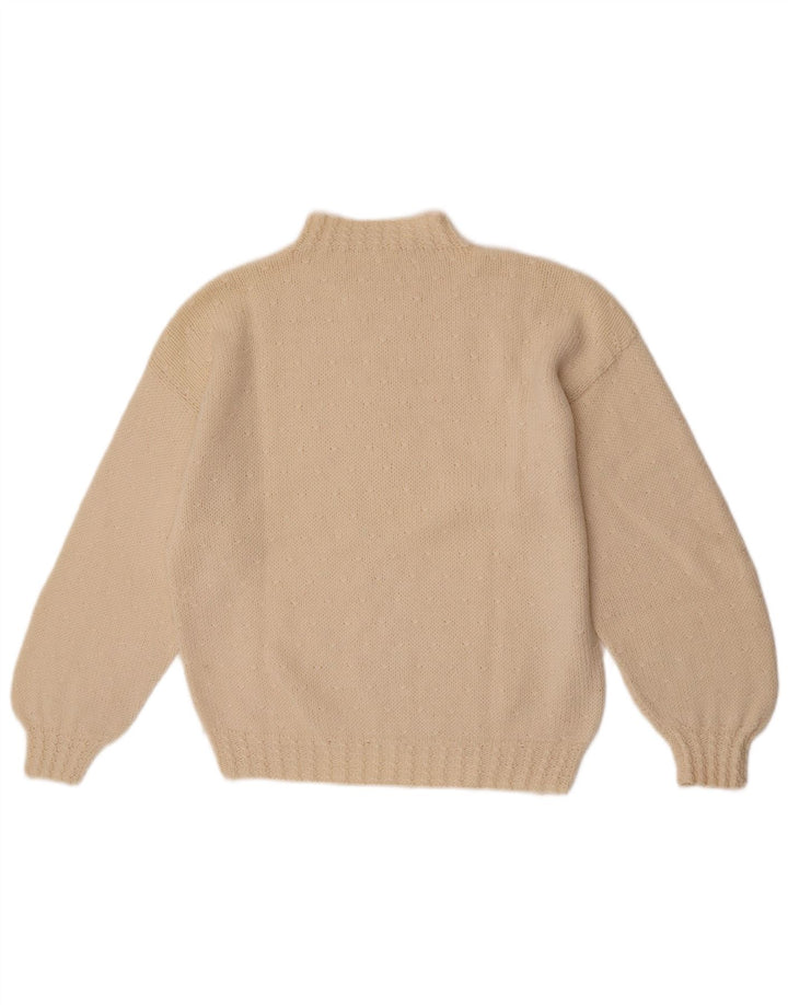 Pulover vintage cu gât țestoasă pentru femei UK 14 Medium Off White