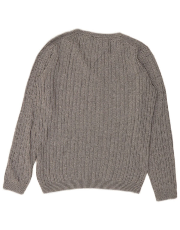 Crew Clothing Pulover cu decolteu în V pentru femei UK 12 Bumbac gri mediu