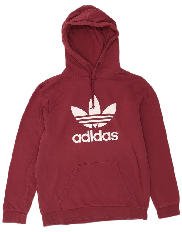 Pulover cu glugă grafic pentru bărbați Adidas, bumbac mediu burgundă