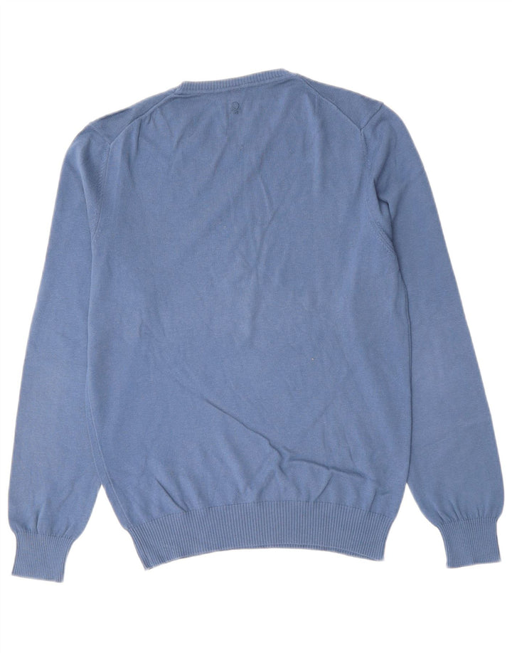 Pulover pentru bărbați BENETTON cu gât crew pulover mic, albastru, bumbac