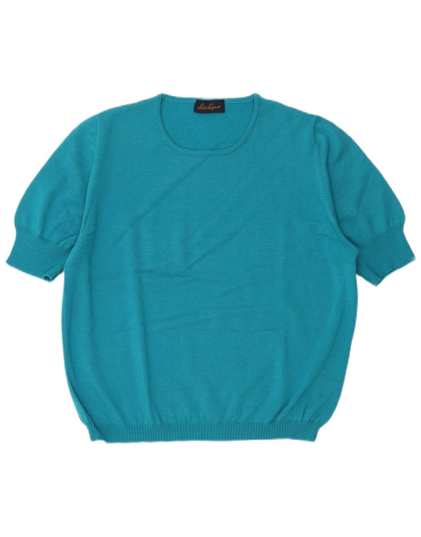 LUISA SPAGNOLI Pulover pentru femei cu mânecă scurtă cu gât de barcă UK 18 XL Albastru