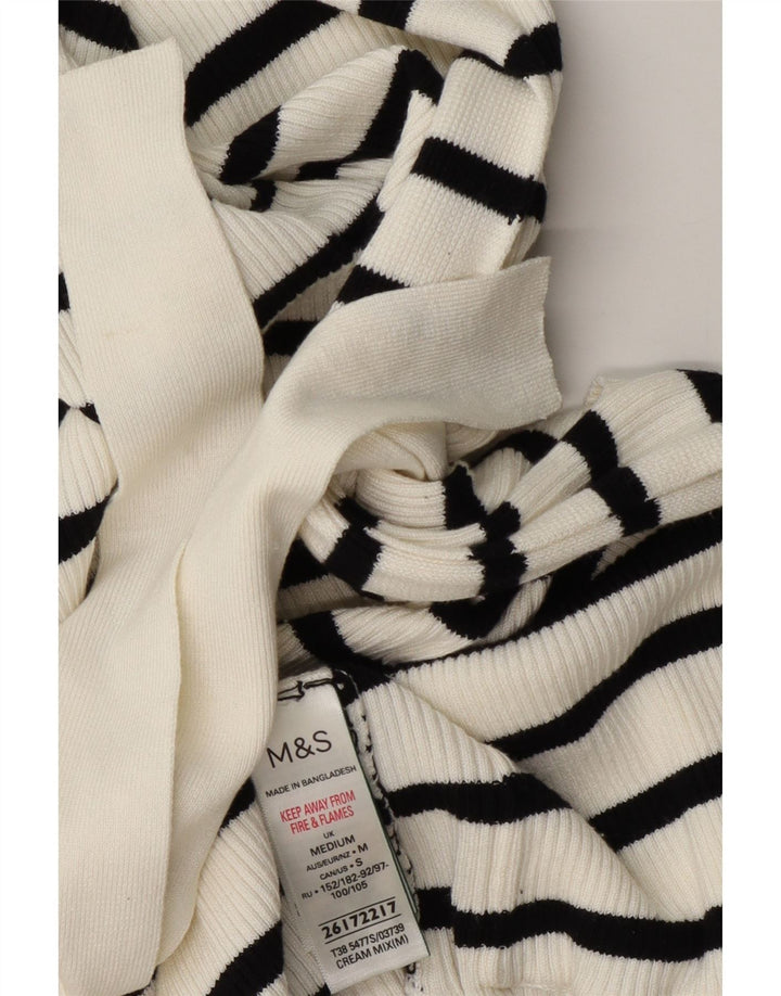 Pulover cardigan cu paragate pentru femei Marks & Spencer UK 14 Medium White Striped
