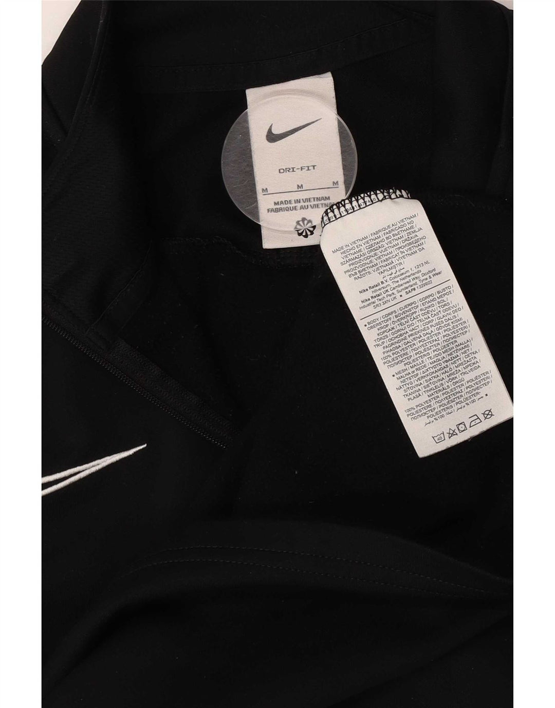 Top de trening pentru bărbați Dri Fit, cu fermoar și gât, negru, colorblock