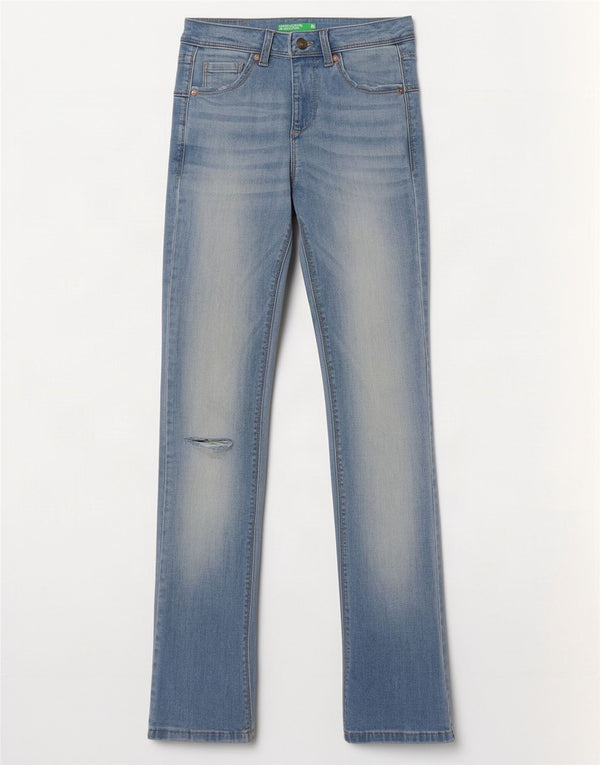 Blugi Benetton pentru femei Distressed Slim Bootcut W26 L31 Blue