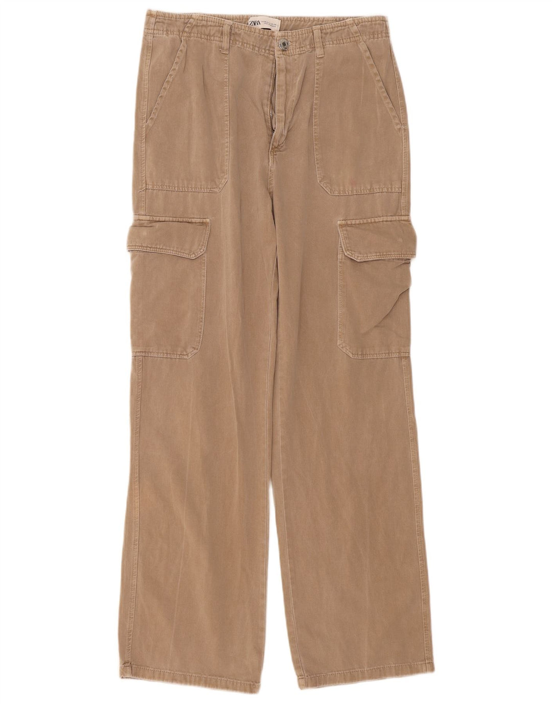 Pantaloni cargo drepti pentru femei Zara EU 40 Medium W30 L31 Bej