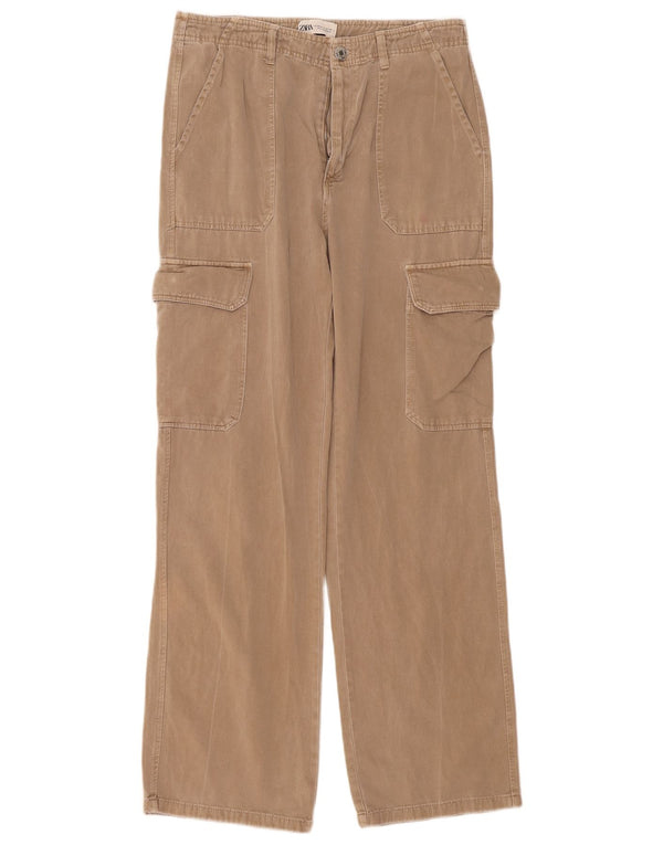 Pantaloni cargo drepti pentru femei Zara EU 40 Medium W30 L31 Bej